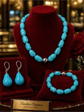 Pearlfection JTV Sleeping beauty color Baroque Shell Pearl necklace 20” Set